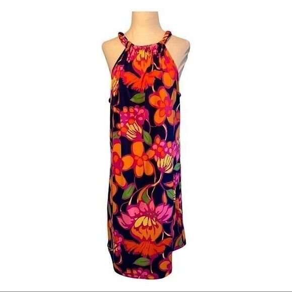 Trina Turk Juju Bright Multicolor Floral Halter A-line Mini Shift Dress Size S - Picture 3 of 12